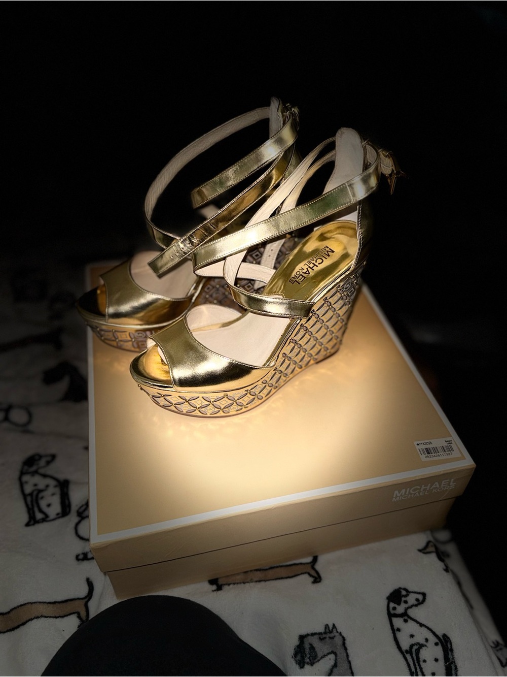 Michael Kors Metallic Gold Strappy Wedge Sandals